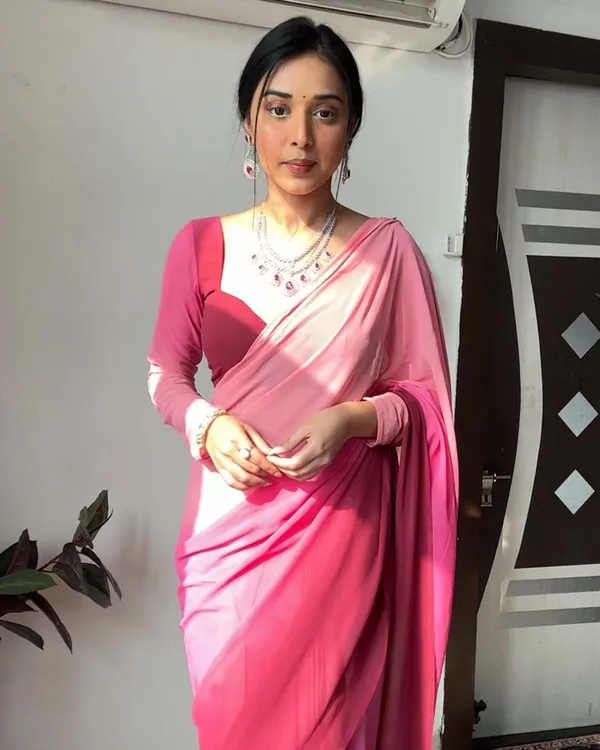 Pink_And_Marron_Color_1-Minute_Ready_To_Wear_Georgette_Saree_With_Blouse_Piece