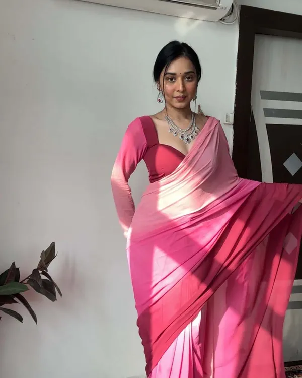 Pink_And_Marron_Color_1-Minute_Ready_To_Wear_Georgette_Saree_With_Blouse_Piece