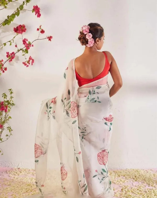 White_Color_1-Minute_Ready_To_Wear_Organza_Silk_Saree_with_Moti_Embroidery_Work_&_Blouse_Piece