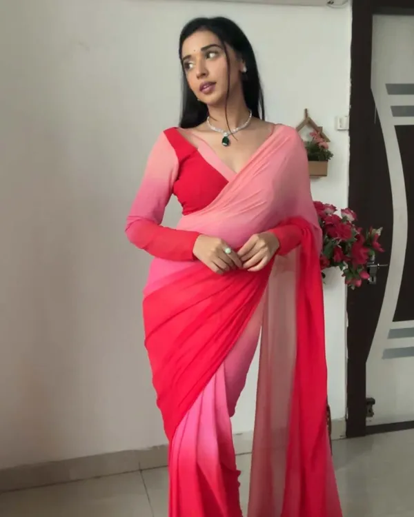 Red_Color_1-Minute_Ready_To_Wear_Georgette_Saree_With_Blouse_Piece