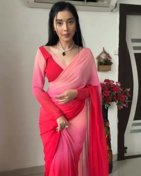 Red_Color_1-Minute_Ready_To_Wear_Georgette_Saree_With_Blouse_Piece