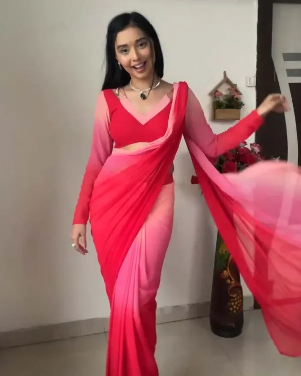 Red_Color_1-Minute_Ready_To_Wear_Georgette_Saree_With_Blouse_Piece