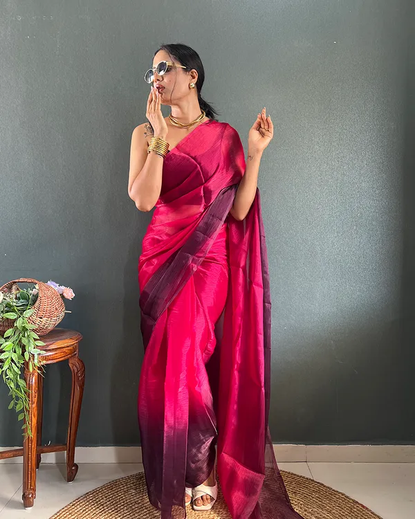 Maroon_Color_1-Minute_Ready_To_Wear_Georgette_Saree_With_Blouse_Piece