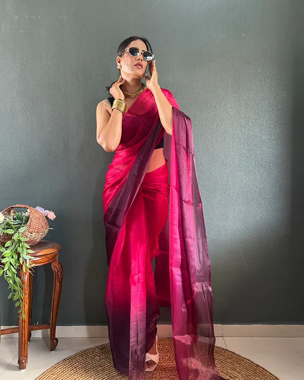 Maroon_Color_1-Minute_Ready_To_Wear_Georgette_Saree_With_Blouse_Piece