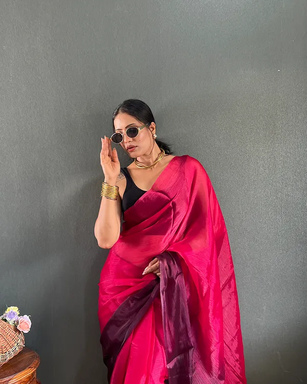 Maroon_Color_1-Minute_Ready_To_Wear_Georgette_Saree_With_Blouse_Piece