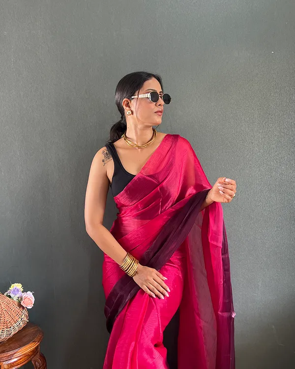 Maroon_Color_1-Minute_Ready_To_Wear_Georgette_Saree_With_Blouse_Piece