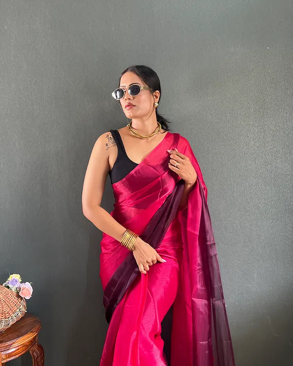 Maroon_Color_1-Minute_Ready_To_Wear_Georgette_Saree_With_Blouse_Piece