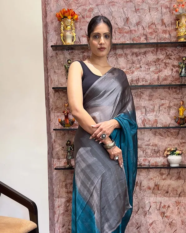 Bottle_Blue_Color_1-Minute_Ready_To_Wear_Naylon_Saree_With_Blouse_Piece