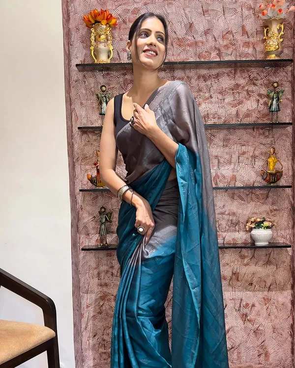 Bottle_Blue_Color_1-Minute_Ready_To_Wear_Naylon_Saree_With_Blouse_Piece