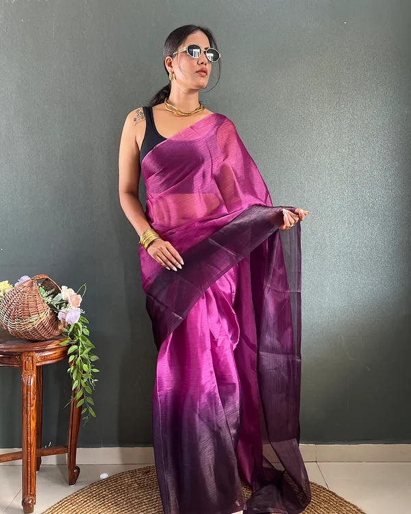 Wine_Color_1-Minute_Ready_To_Wear_Georgette_Saree_With_Blouse_Piece