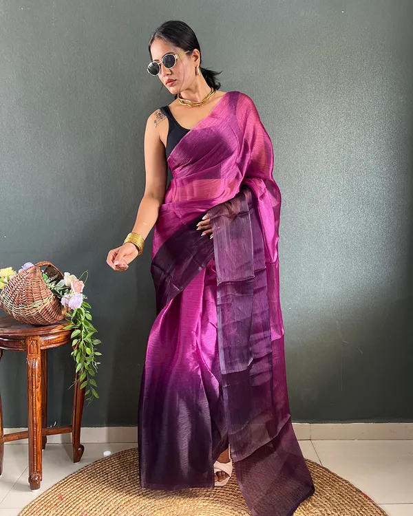 Wine_Color_1-Minute_Ready_To_Wear_Georgette_Saree_With_Blouse_Piece