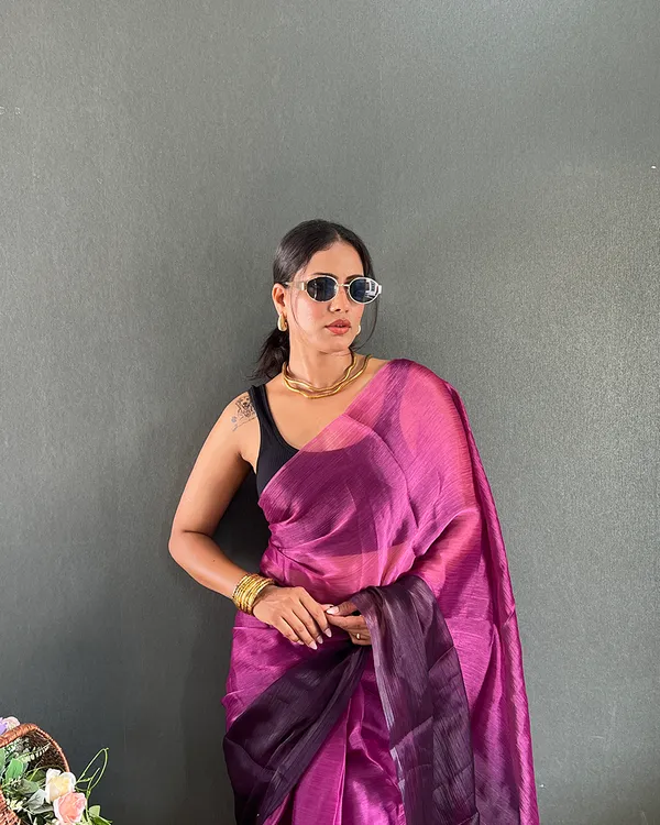 Wine_Color_1-Minute_Ready_To_Wear_Georgette_Saree_With_Blouse_Piece