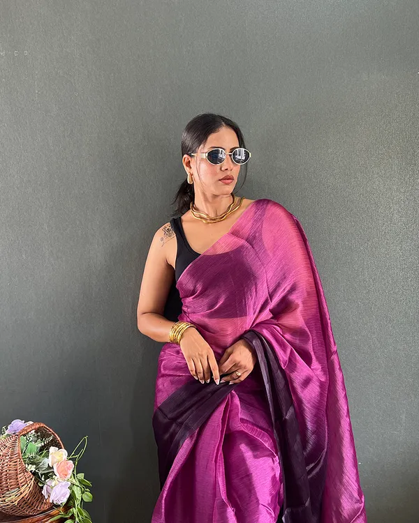 Wine_Color_1-Minute_Ready_To_Wear_Georgette_Saree_With_Blouse_Piece