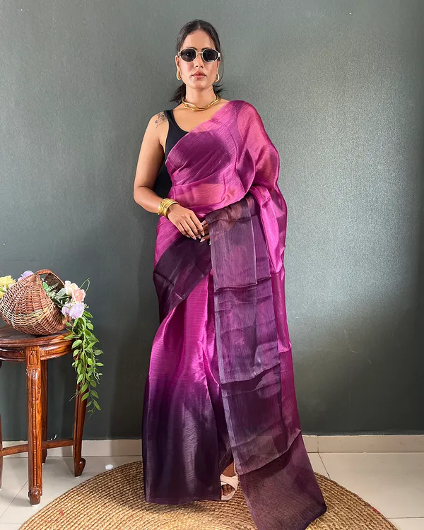 Wine_Color_1-Minute_Ready_To_Wear_Georgette_Saree_With_Blouse_Piece