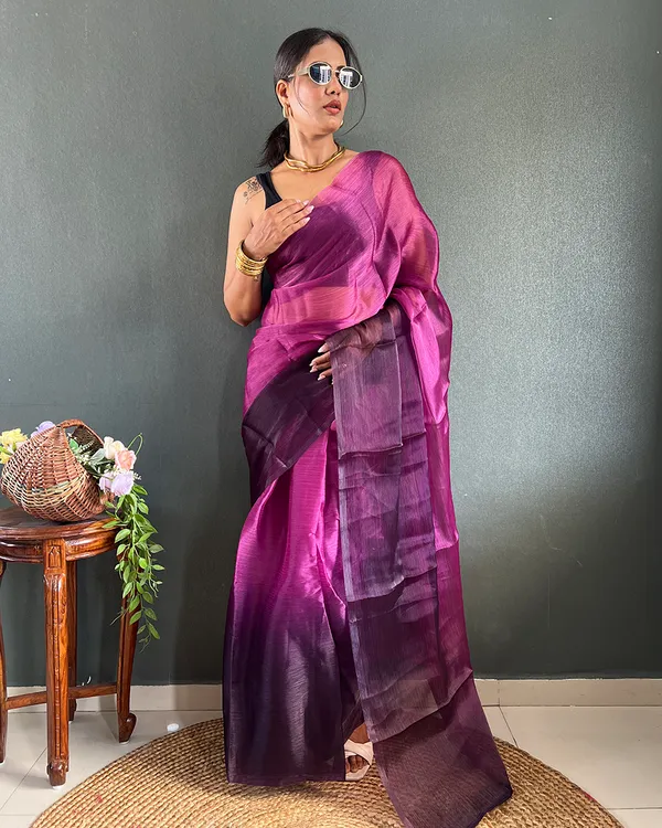 Wine_Color_1-Minute_Ready_To_Wear_Georgette_Saree_With_Blouse_Piece