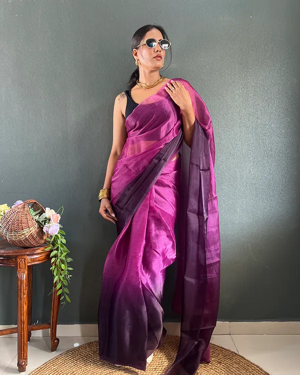 Wine_Color_1-Minute_Ready_To_Wear_Georgette_Saree_With_Blouse_Piece