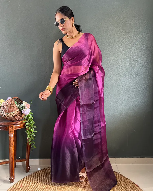 Wine_Color_1-Minute_Ready_To_Wear_Georgette_Saree_With_Blouse_Piece