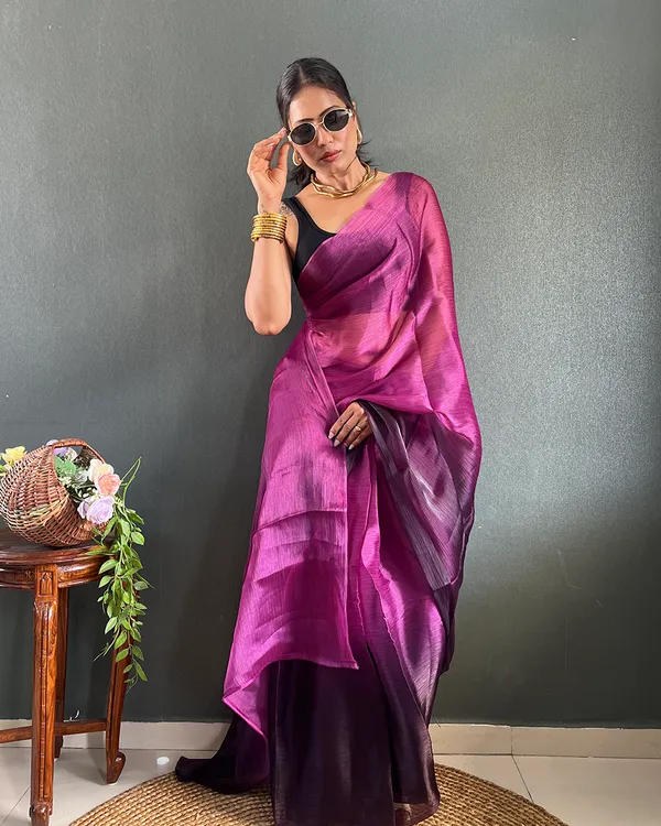 Wine_Color_1-Minute_Ready_To_Wear_Georgette_Saree_With_Blouse_Piece