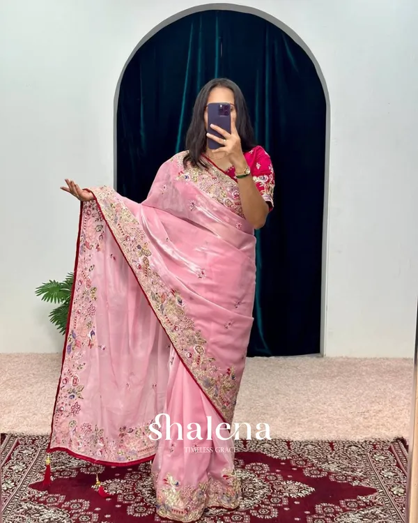 Bewitching_Pink_Embroidery_Work_Jimmy_Choo_Silk_Saree_With_Redolent_Blouse_Piece