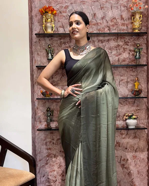 Mahendi__Color_1-Minute_Ready_To_Wear_Naylon_Saree_With_Blouse_Piece
