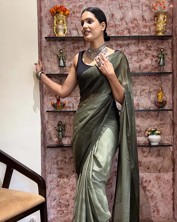 Mahendi__Color_1-Minute_Ready_To_Wear_Naylon_Saree_With_Blouse_Piece