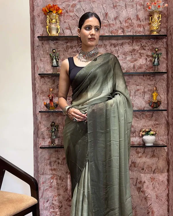 Mahendi__Color_1-Minute_Ready_To_Wear_Naylon_Saree_With_Blouse_Piece