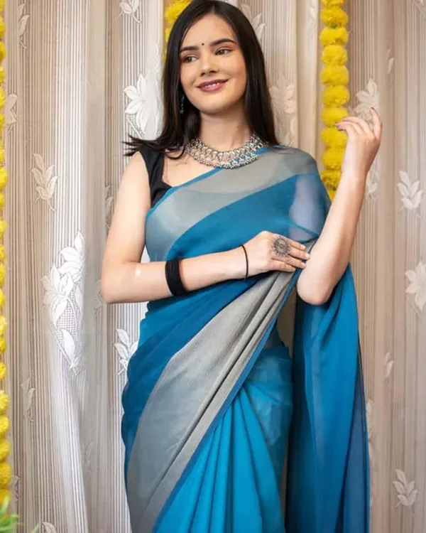 Rama_Color_1-Minute_Ready_To_Wear_Georgette_Saree_With_Blouse_Piece