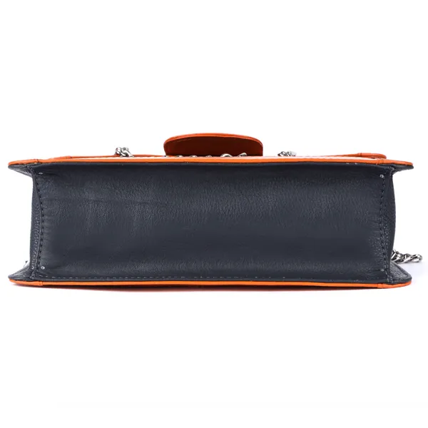 Orange_&_Dark_Blue_Genuine_Leather_Handcrafted_Sling_Bag_For_Women