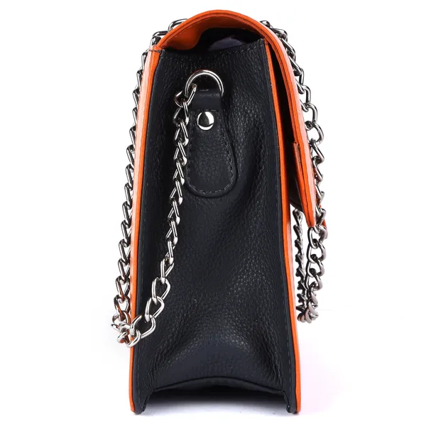 Orange_&_Dark_Blue_Genuine_Leather_Handcrafted_Sling_Bag_For_Women