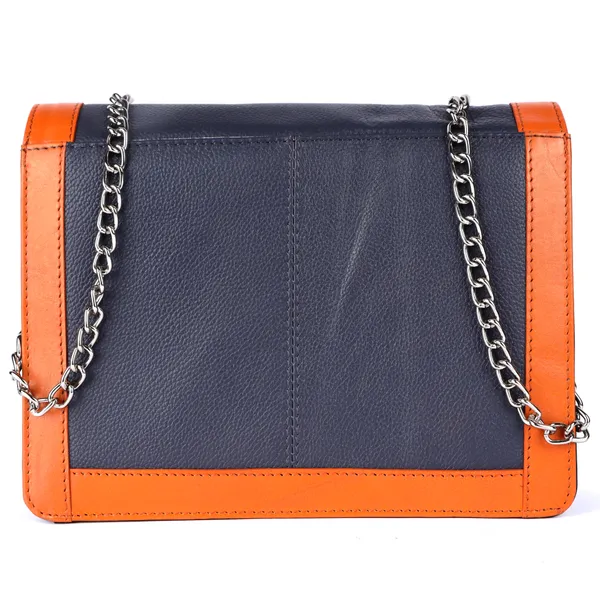 Orange_&_Dark_Blue_Genuine_Leather_Handcrafted_Sling_Bag_For_Women