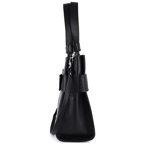 Black_Genuine_Leather_Hand_Crafted_Structured_Handheld_Bag_For_Women