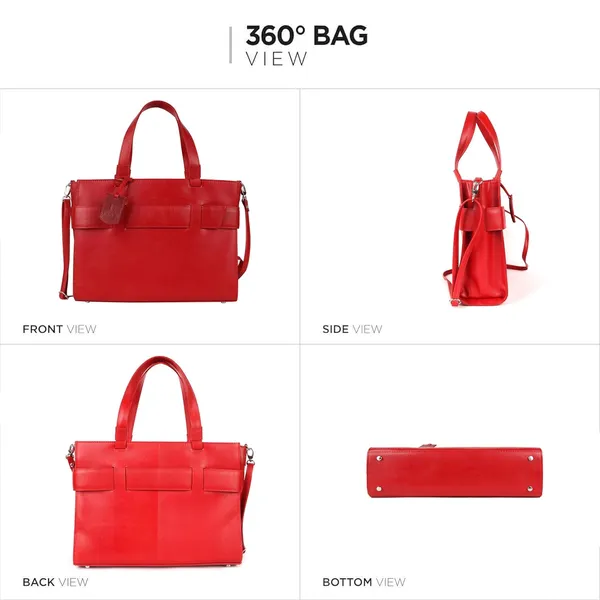 Red_Genuine_Leather_Handcrafted_Structured_Handheld_Bag_For_Women