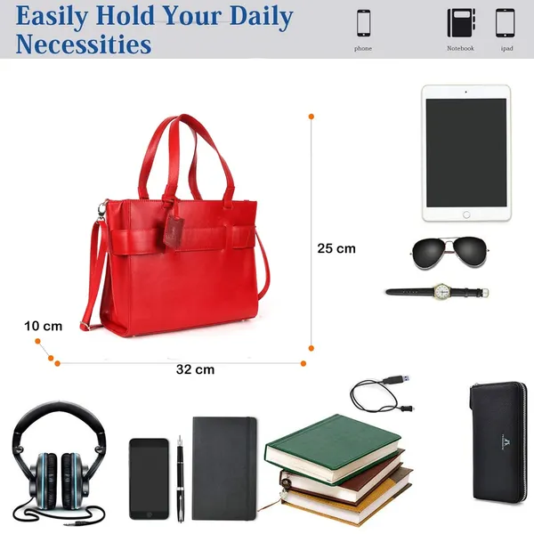 Red_Genuine_Leather_Handcrafted_Structured_Handheld_Bag_For_Women