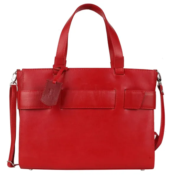 Red_Genuine_Leather_Handcrafted_Structured_Handheld_Bag_For_Women