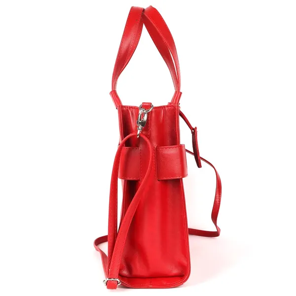Red_Genuine_Leather_Handcrafted_Structured_Handheld_Bag_For_Women