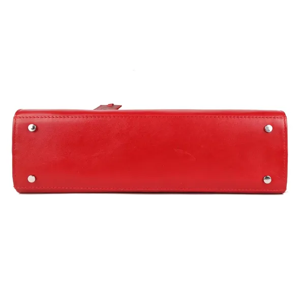 Red_Genuine_Leather_Handcrafted_Structured_Handheld_Bag_For_Women