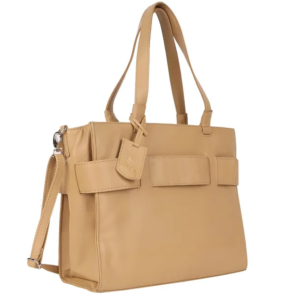 French_Beige_Genuine_Leather_Hand_Crafted_Structured_Handheld_Bag_For_Women