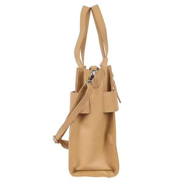 French_Beige_Genuine_Leather_Hand_Crafted_Structured_Handheld_Bag_For_Women