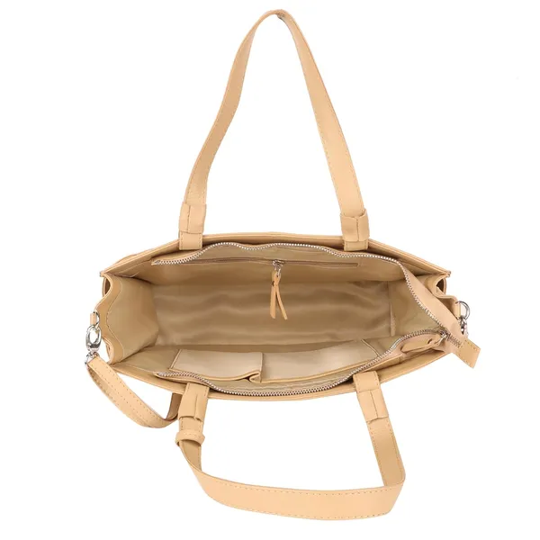 French_Beige_Genuine_Leather_Hand_Crafted_Structured_Handheld_Bag_For_Women
