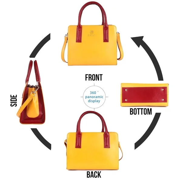 Yellow_Genuine_Leather_Hand_Crafted_Solid_Satchel_For_Women