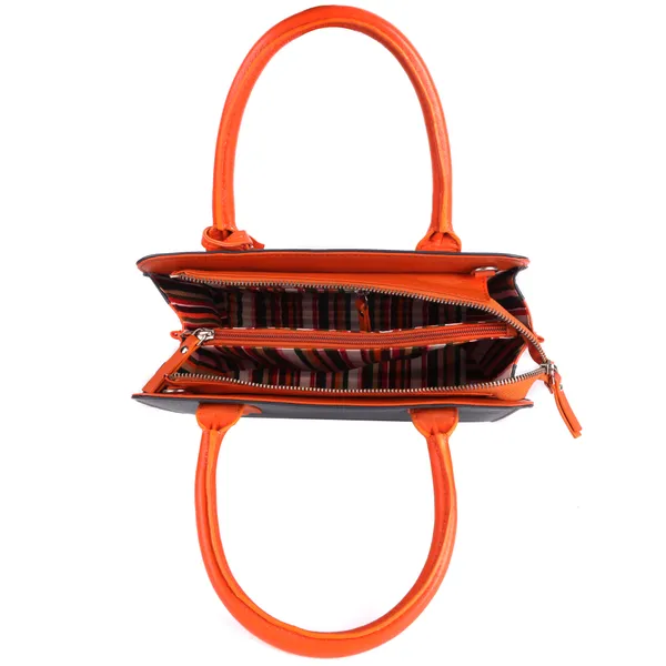 Blue_&_Orange_Leather_Dual_Handle_With_Zip_Closure_Shoulder_Bag_For_Women