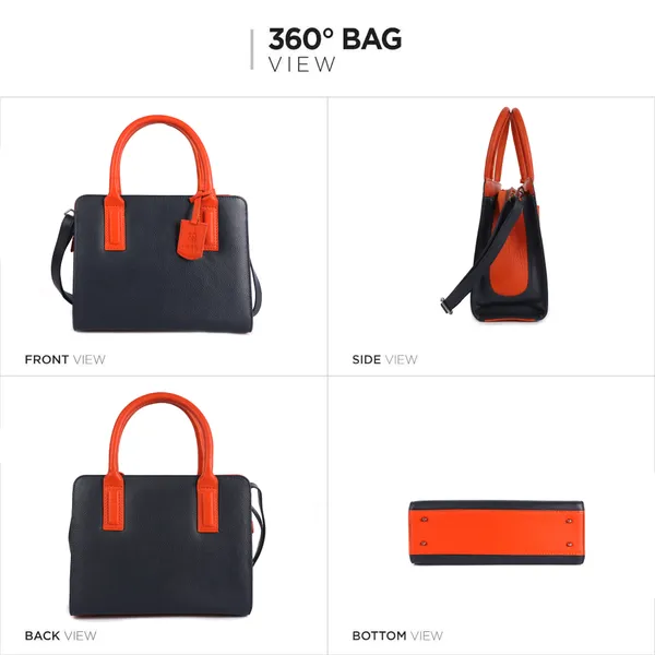 Blue_&_Orange_Leather_Dual_Handle_With_Zip_Closure_Shoulder_Bag_For_Women