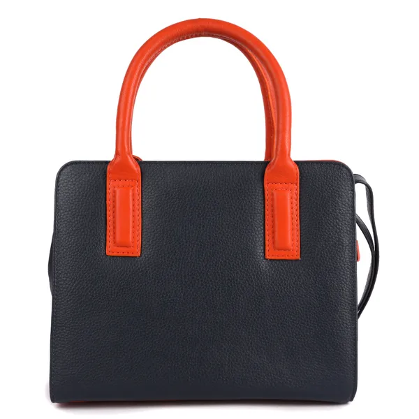 Blue_&_Orange_Leather_Dual_Handle_With_Zip_Closure_Shoulder_Bag_For_Women
