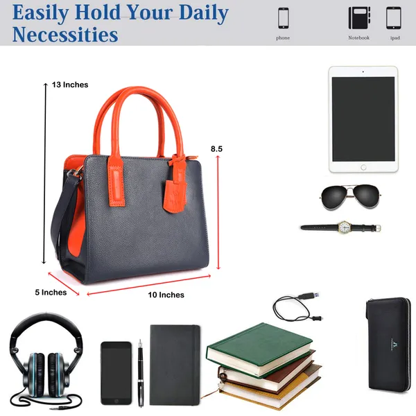Blue_&_Orange_Leather_Dual_Handle_With_Zip_Closure_Shoulder_Bag_For_Women