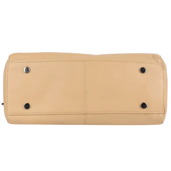 Camel_And_Black_Detachable_Strap_&_Zip_Closure_Shoulder_Bag_For_Women