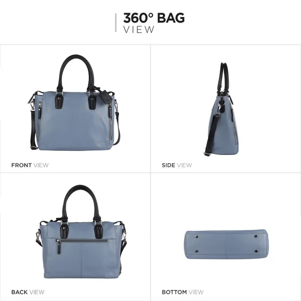 Grey_&_Black_Detachable_Strap_&_Zip_Closure_Shoulder_Bag_For_Women