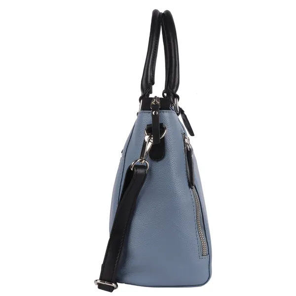 Grey_&_Black_Detachable_Strap_&_Zip_Closure_Shoulder_Bag_For_Women