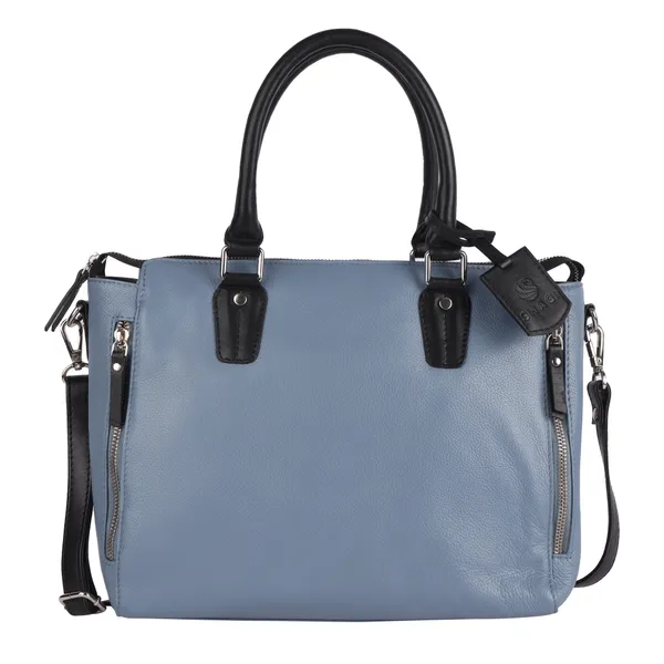 Grey_&_Black_Detachable_Strap_&_Zip_Closure_Shoulder_Bag_For_Women