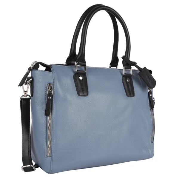Grey_&_Black_Detachable_Strap_&_Zip_Closure_Shoulder_Bag_For_Women