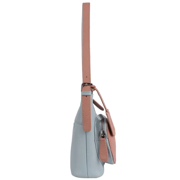 Grey_&_Baby_Pink_Detachable_Strap_&_Zip_Closure_Shoulder_Bag_For_Women
